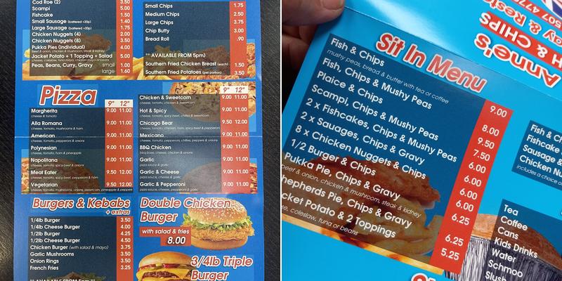 St. Anne's Fish & Chip Takeaway Menu