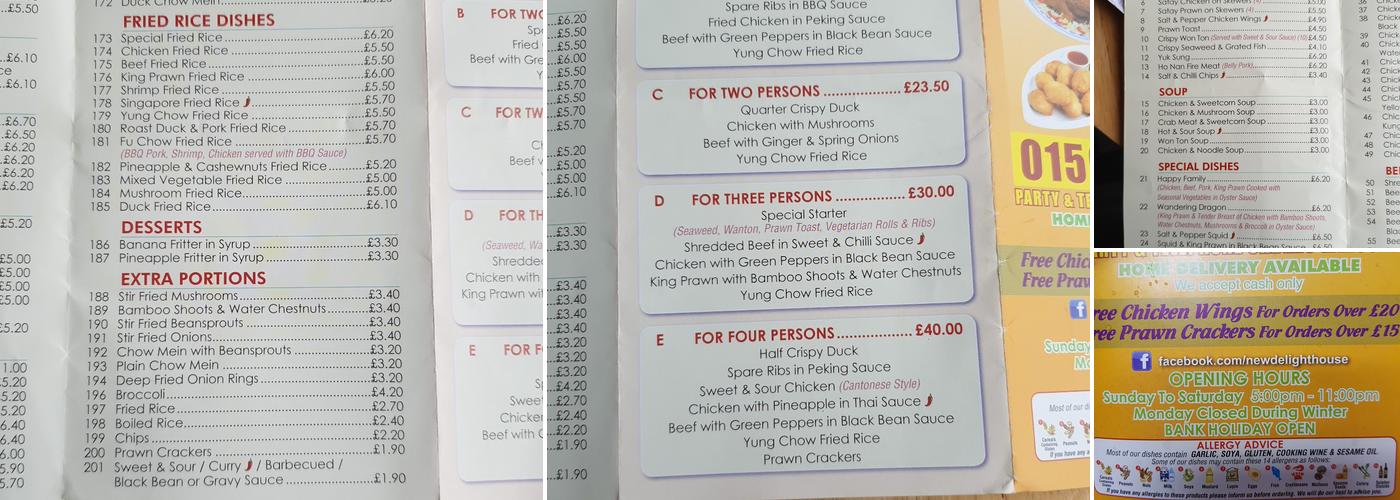 Delight Chinese Takeaway Menu