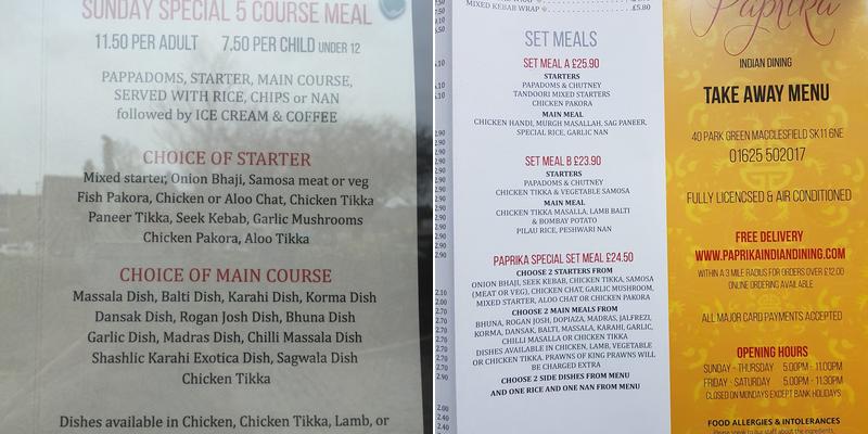 Paprika Indian dining Menu