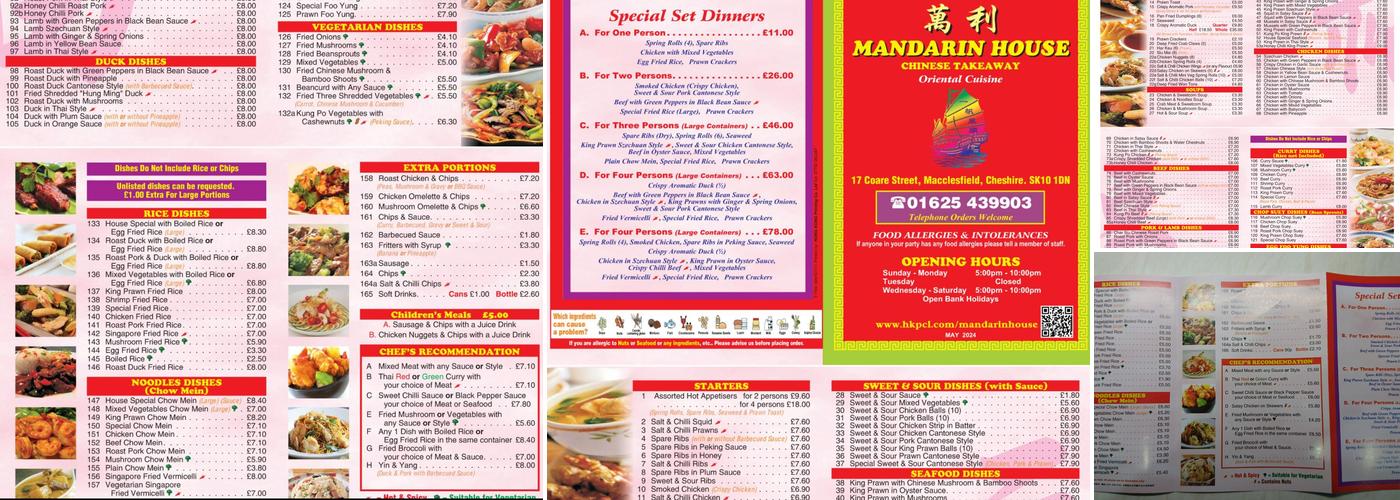 Mandarin House Chinese Takeaway Menu