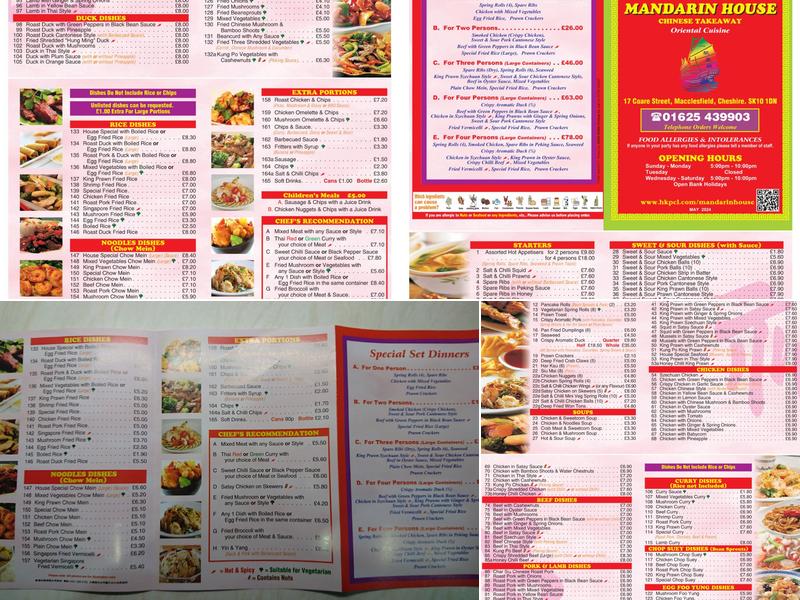 Mandarin House Chinese Takeaway Menu