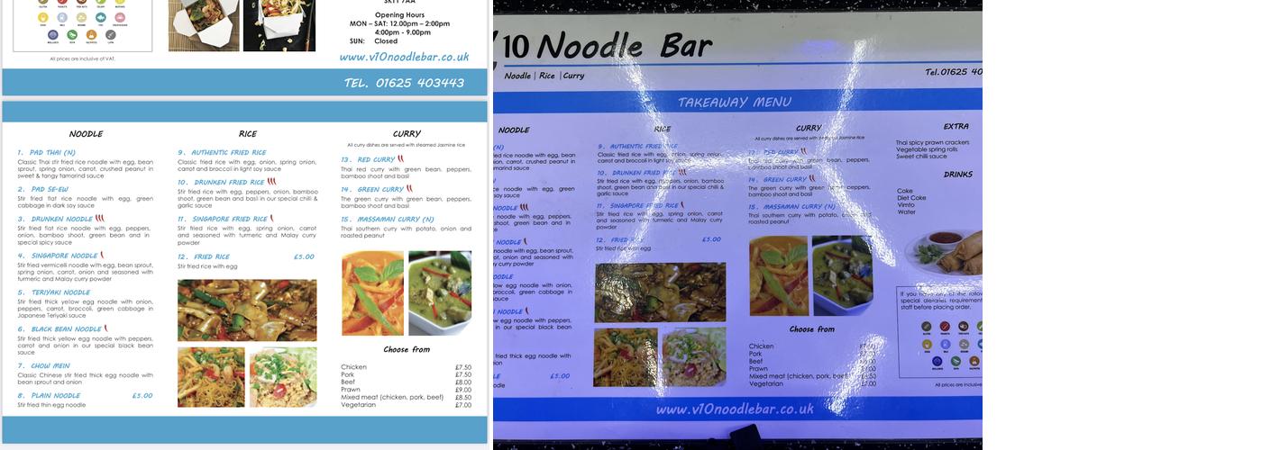 V10 Noodle Bar Menu
