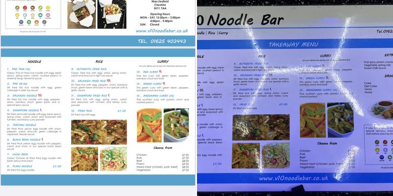 V10 Noodle Bar Menu