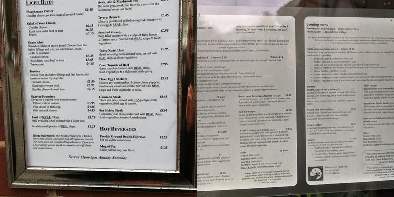 Waters Green Tavern Menu