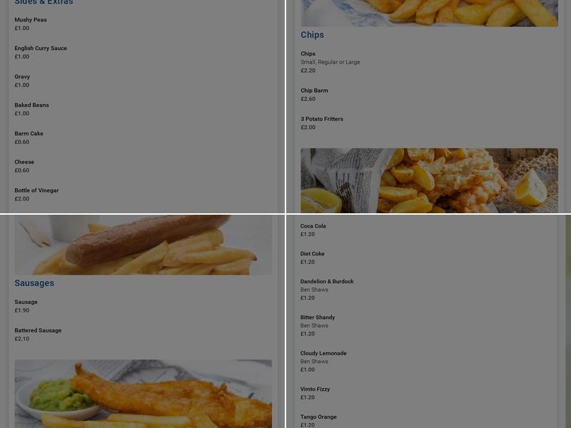 The Chippy at Broken Cross Menu