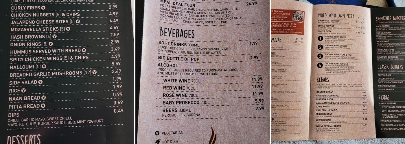 Pizzaz Charcoal Grill Takeaway Menu