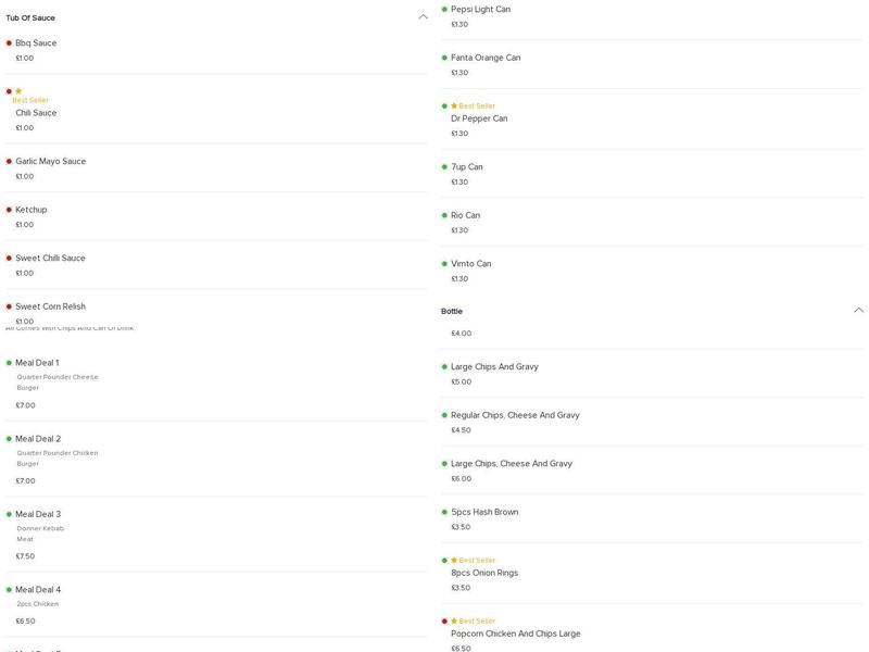 Fiesta Takeaway Menu