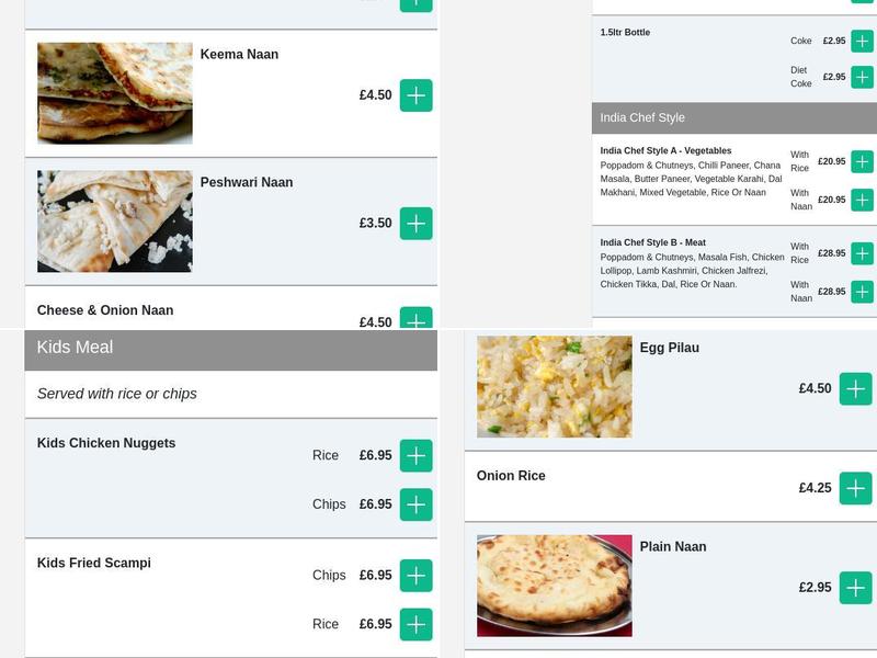 India Chef Menu