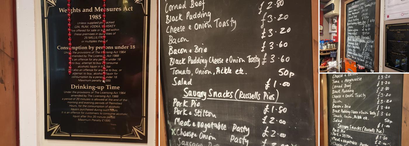 The All Nations Inn Menu