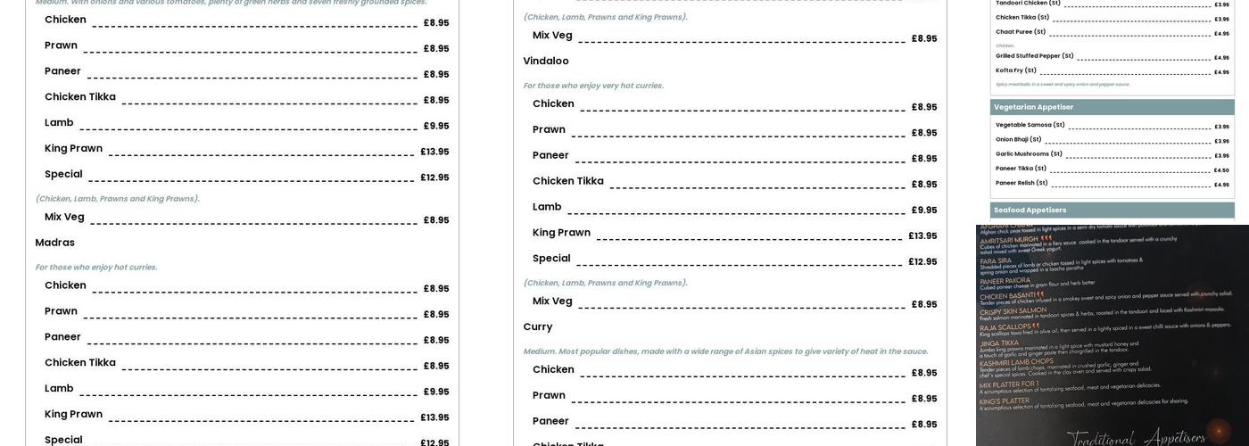 Vivaanta Indian Restaurant & Bar Menu