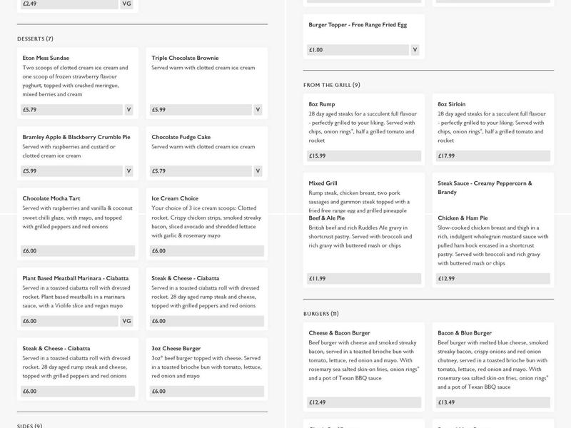 Thatched Cottage Menu