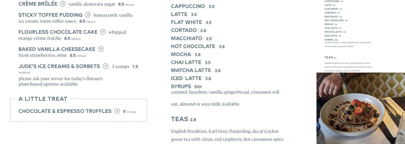 Coppa Club, Maidenhead Menu