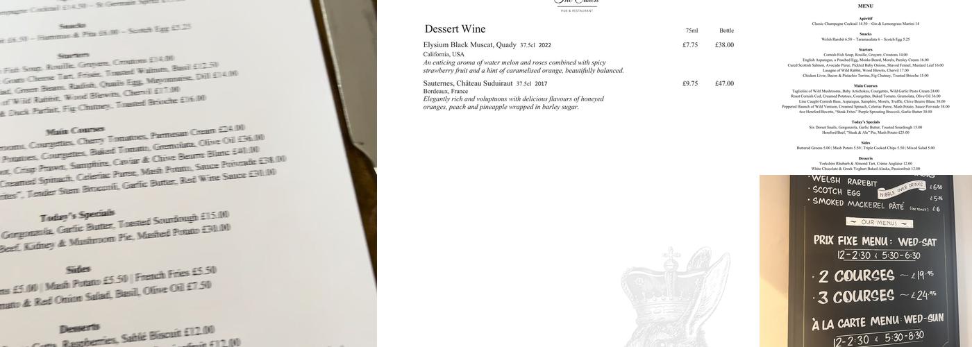 The Crown Burchetts Green Menu