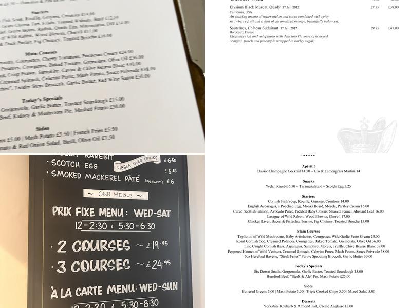 The Crown Burchetts Green Menu