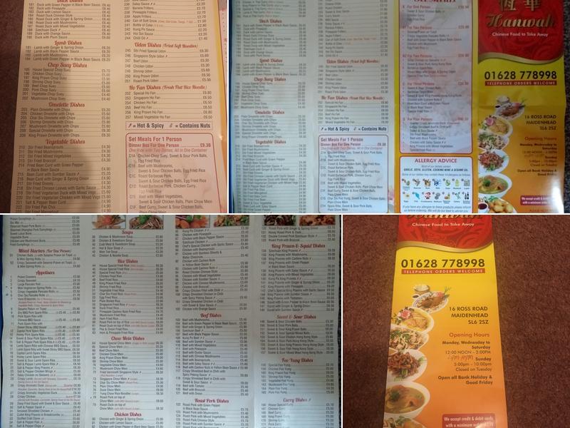 Hanwah Chinese Takeaway Menu
