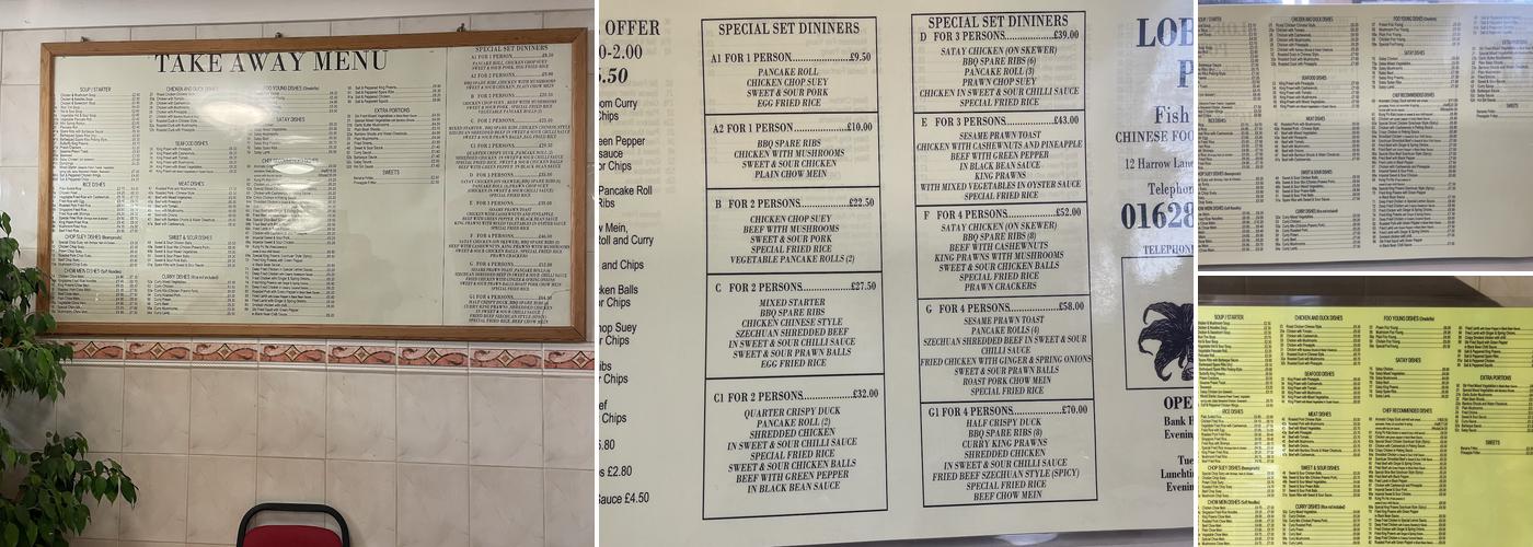 Lobster Pot Menu