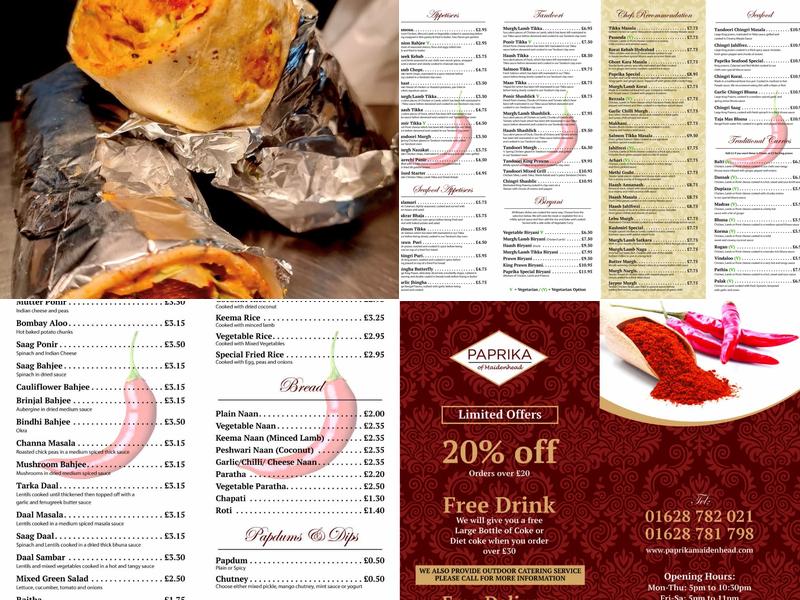 Paprika of Maidenhead Menu