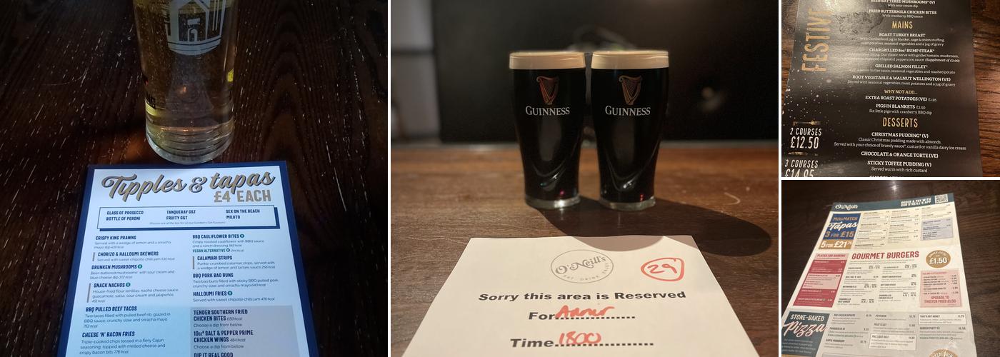 O'Neill's Maidenhead Menu