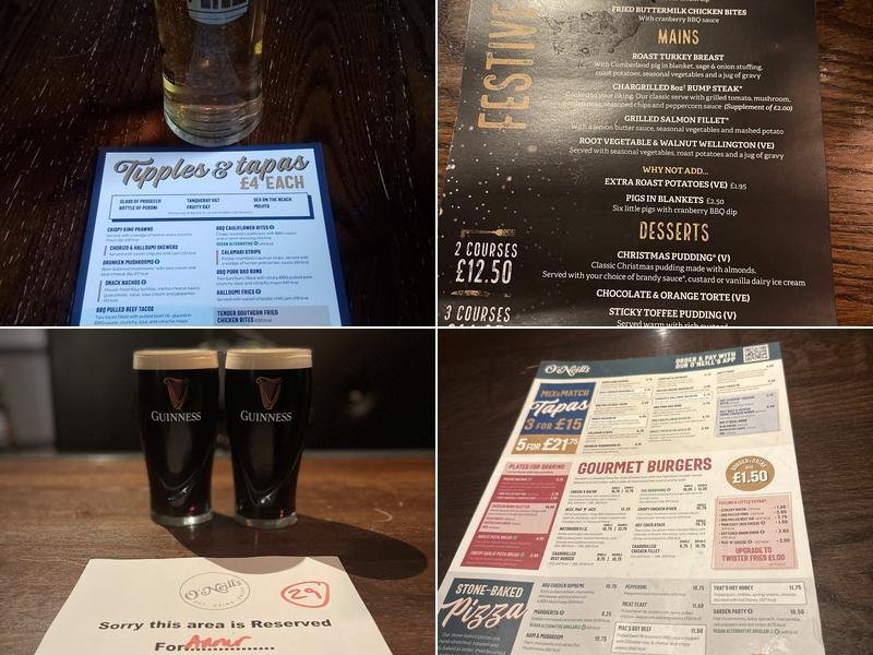 O'Neill's Maidenhead Menu