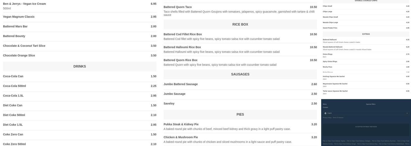 The Chippy Maidenhead Menu