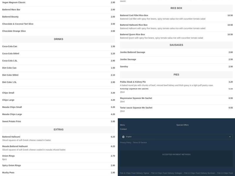 The Chippy Maidenhead Menu