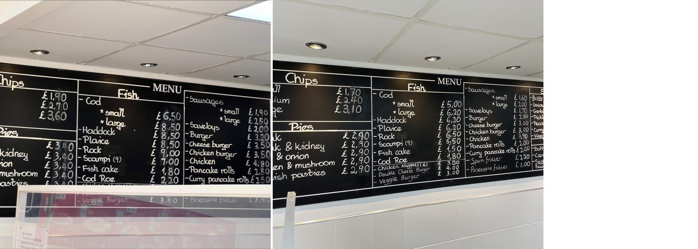 Pinkneys Fish Bar Menu