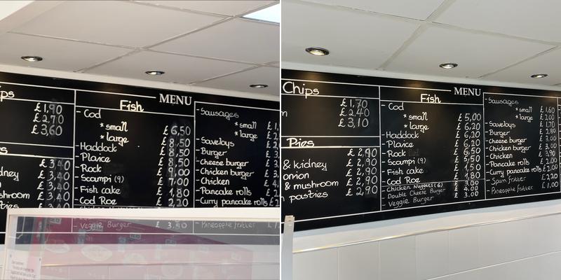 Pinkneys Fish Bar Menu