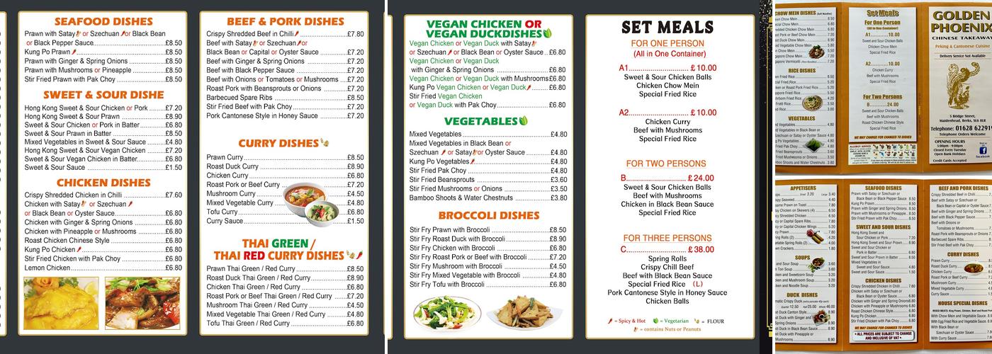Golden Phoenix Menu