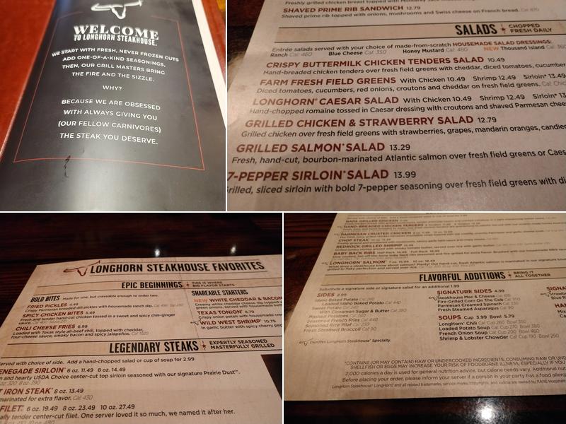 LongHorn Steakhouse Menu