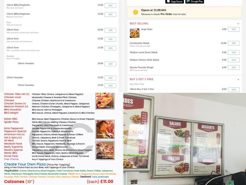 Wezali Pizza and Kebab snodland Menu