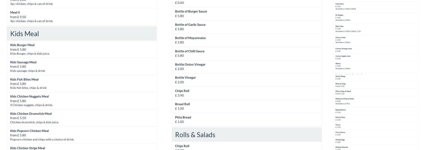 Britannic Fish Bar Menu