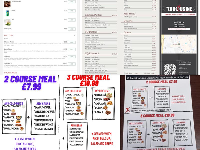 Turqusine Grill Meze Turkish Restaurant Menu