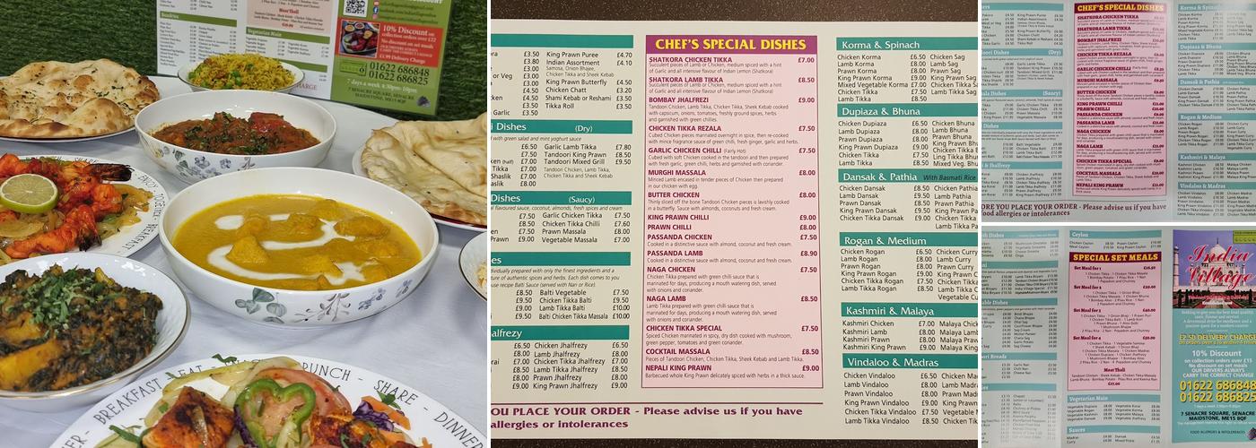 India Village Takeaway Menu