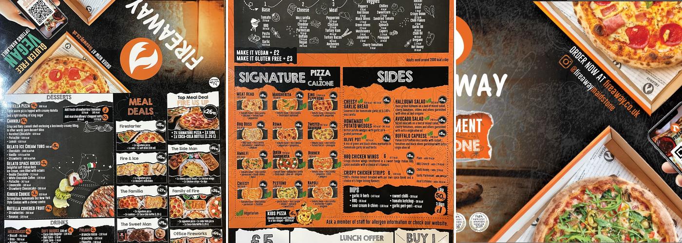 Fireaway Pizza Maidstone Menu