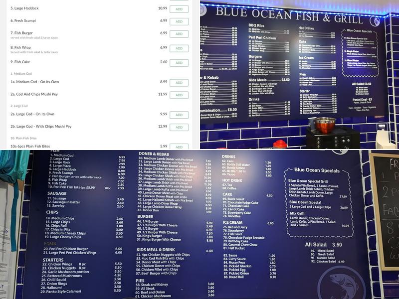 Blue Ocean Fish & Grill Menu