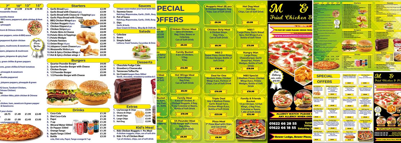 M & S Fried Chicken & Pizza Menu