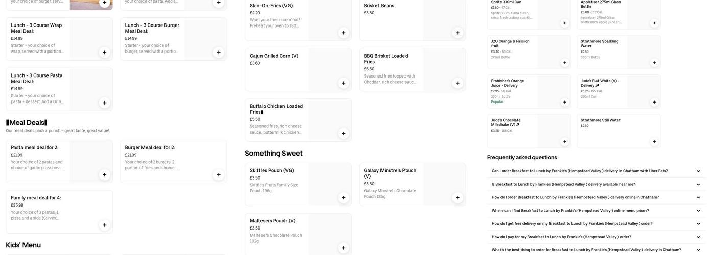 K's Chicken 'N' Pizza Menu