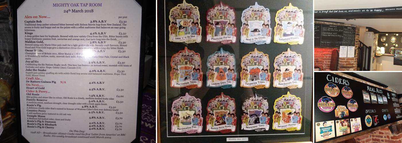 The Mighty Oak Tap Room Menu