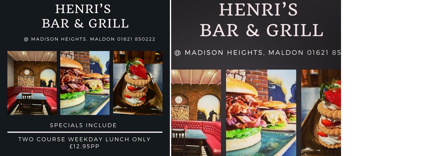 Henri's Bar & Grill Menu