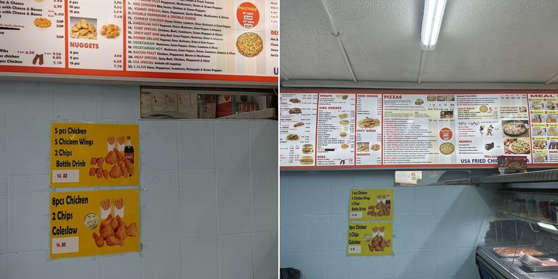 USA Fried Chicken pizza maldon Menu