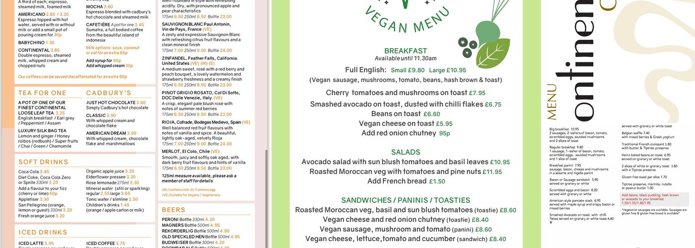 Continental Café Menu