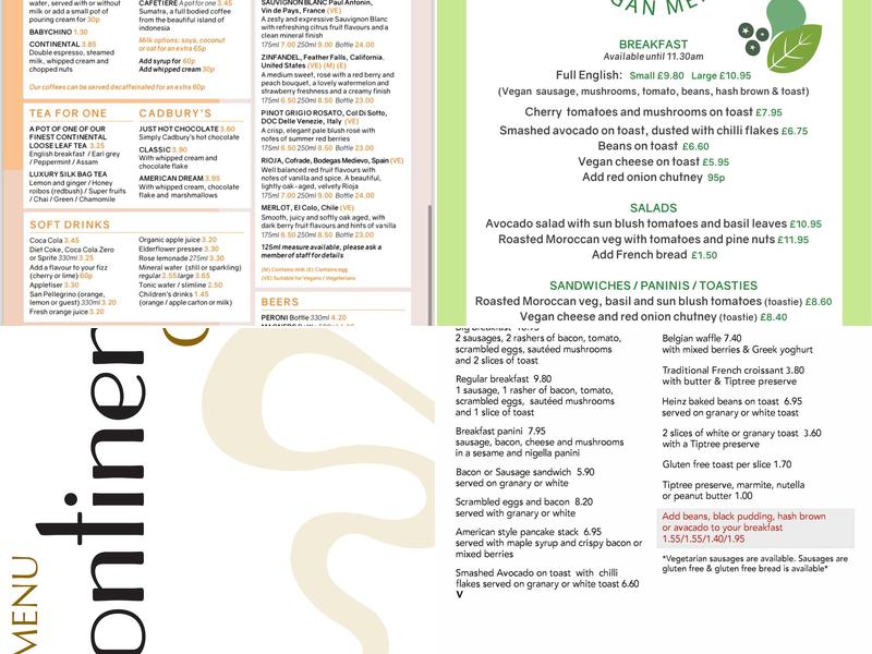 Continental Café Menu
