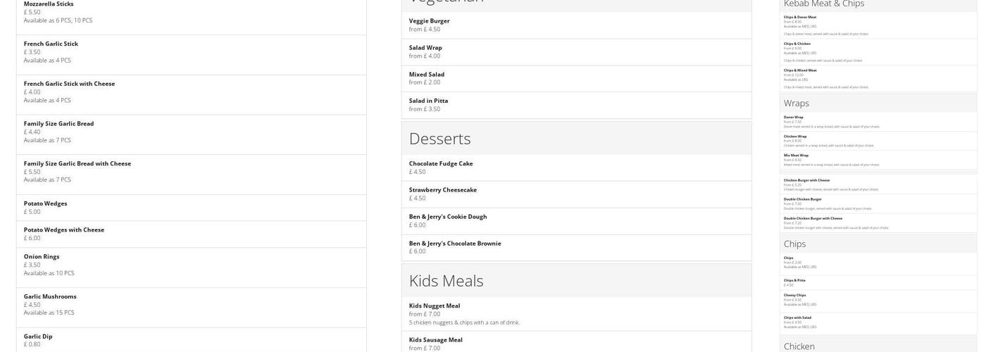 Malmesbury Pizza & Kebab House Menu