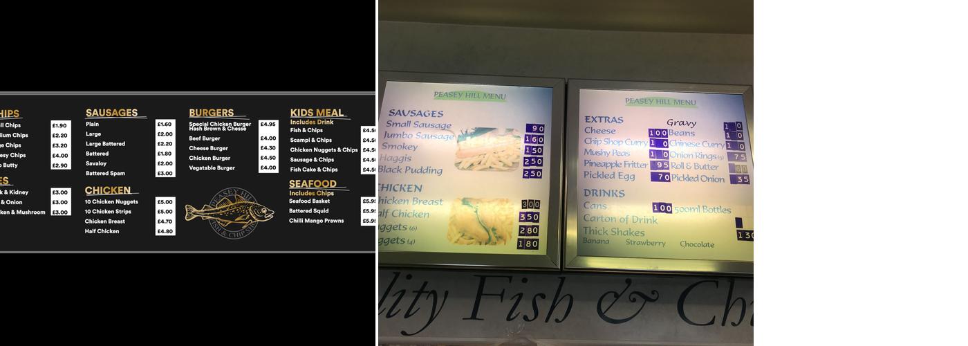 Peasey Hill Fish and Chips Menu
