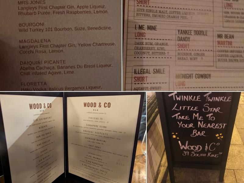 Wood & Company Menu