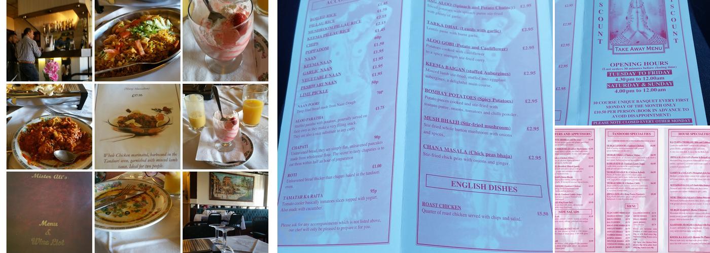 Mr Ali's Tandoori Restaurant Menu