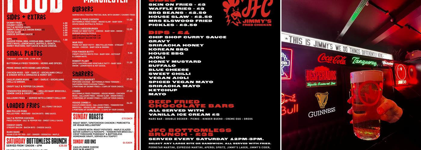 Jimmy's Manchester Menu