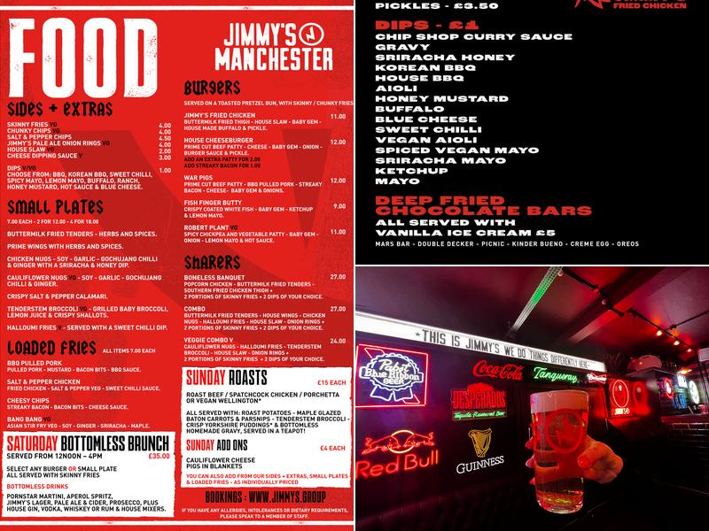 Jimmy's Manchester Menu
