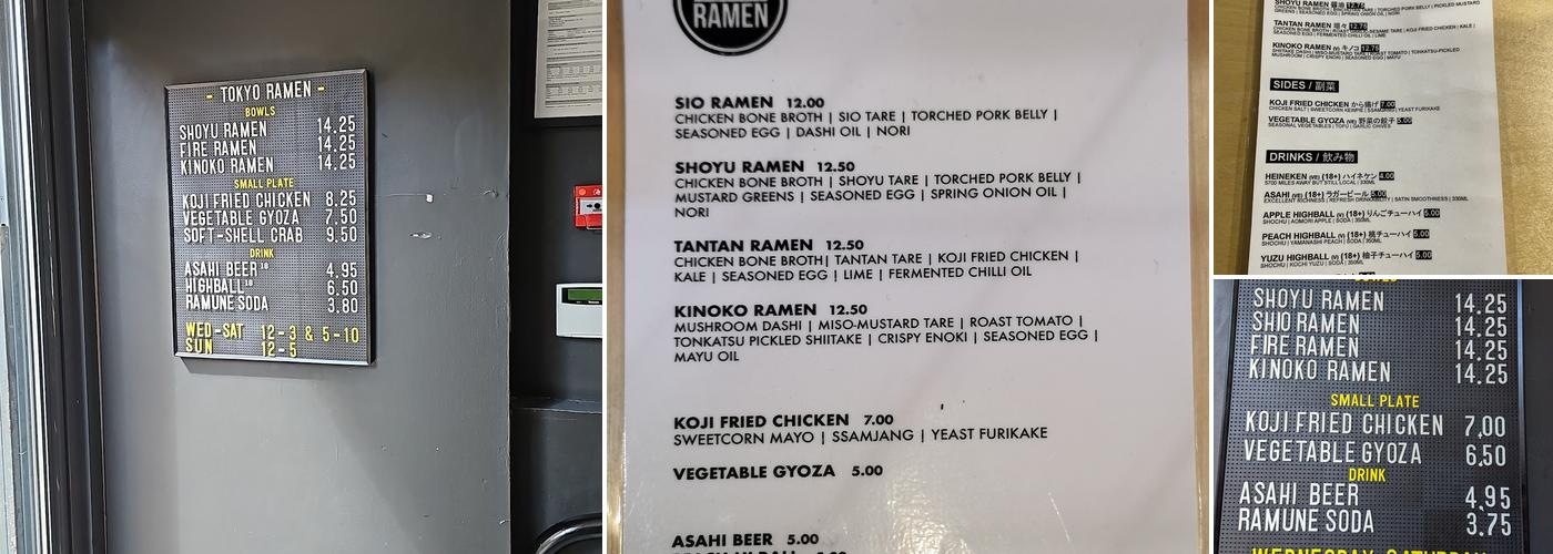 TOKYO RAMEN MANCHESTER Menu