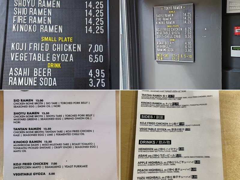 TOKYO RAMEN MANCHESTER Menu
